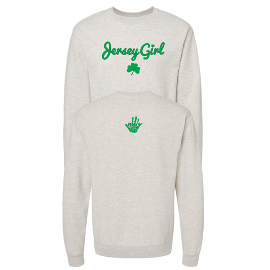 Kelly's Kidz Jersey Girl Crew Neck - Adult Unisex - Oatmeal/Green Shamrock