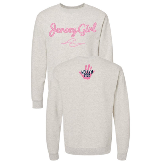 Kelly's Kidz Jersey Girl Crew Neck - Adult Unisex - Oatmeal/Pink
